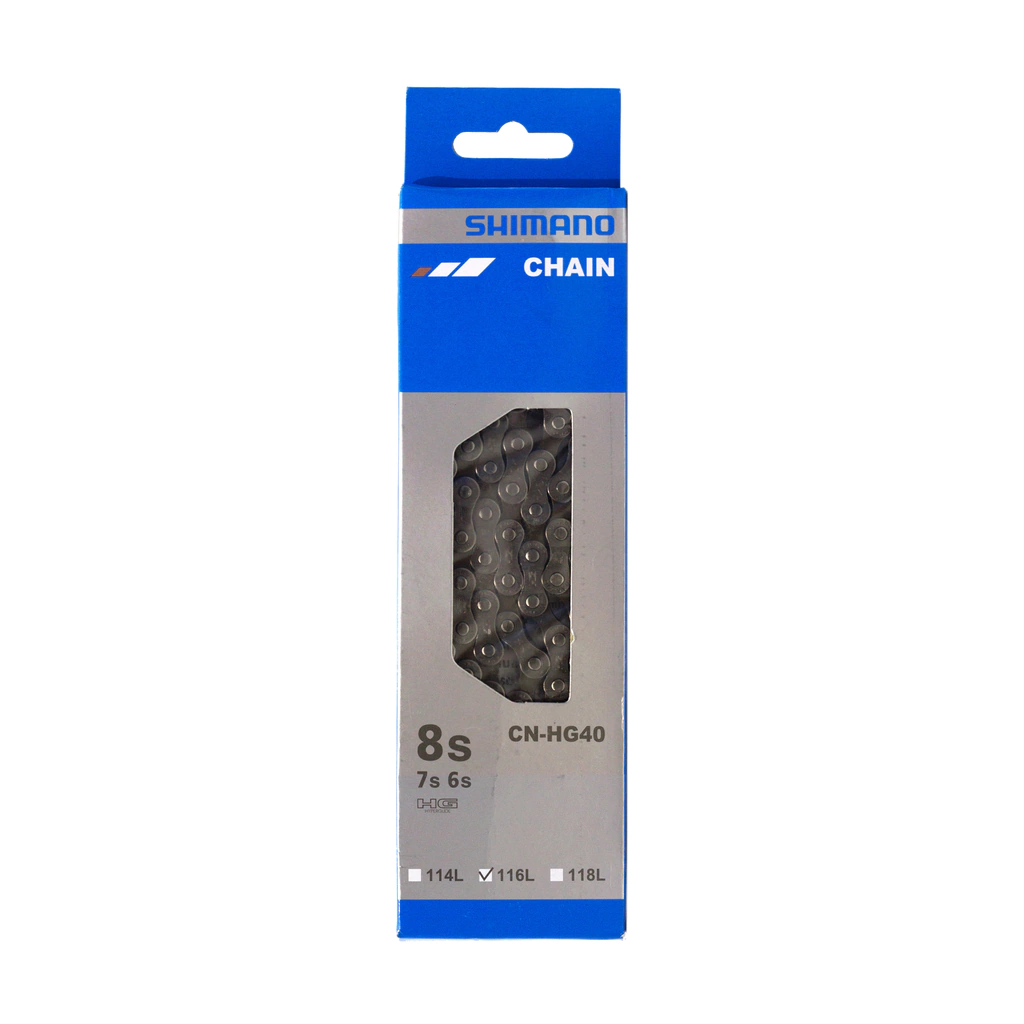 CADENA SHIMANO CN-HG40, 116 ESLABONES SIN END PIN, CONSM-UG51, SI, PACK IND. 8 VELOC