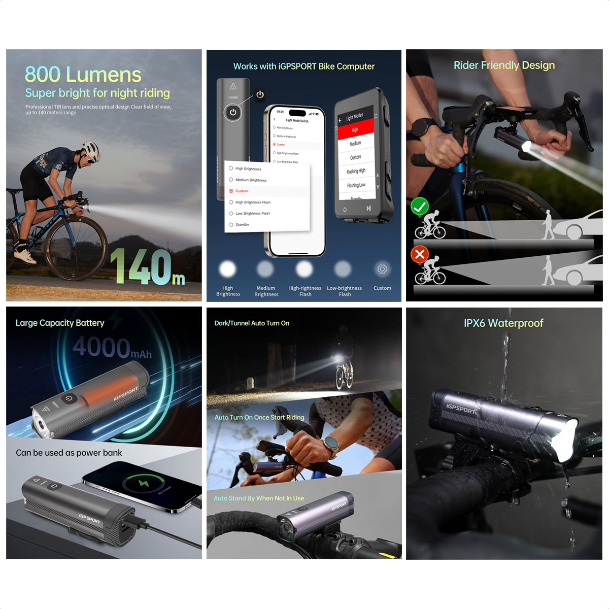 LUZ LED DELANTERA SMART IGSPORT VS800 800 LUMENS - Imagen 4