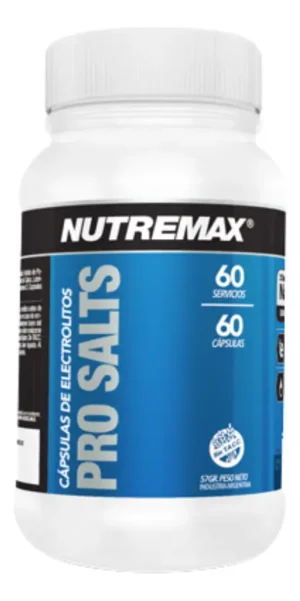 NUTREMAX Cápsulas de Electrolitos Pro Salts Deportivos 60 Unidades